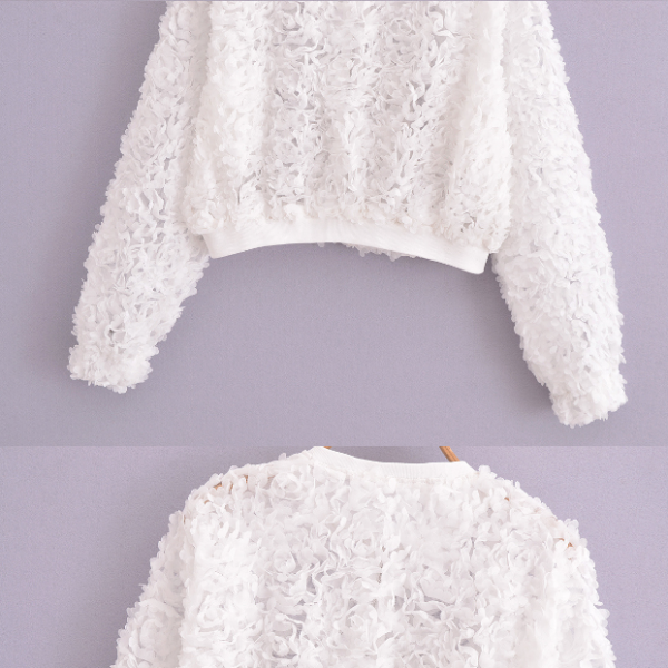 Flower Decoration Loose Short Jacket