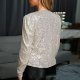 Women's Fashion Colorblock Sequins Short Casual Jacket