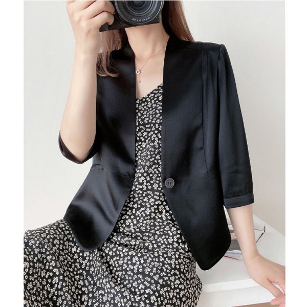 Spring New Elegant V-neck 34 Sleeves Coat For Women