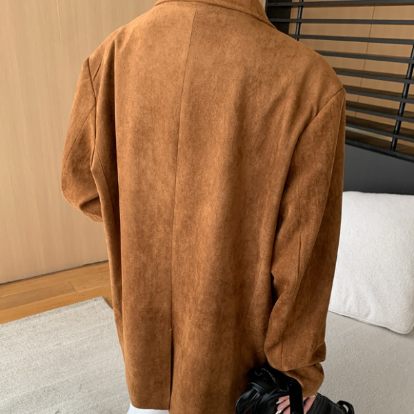 Fashionable Antique Style Artificial Suede Profile Loose Suit Jacket