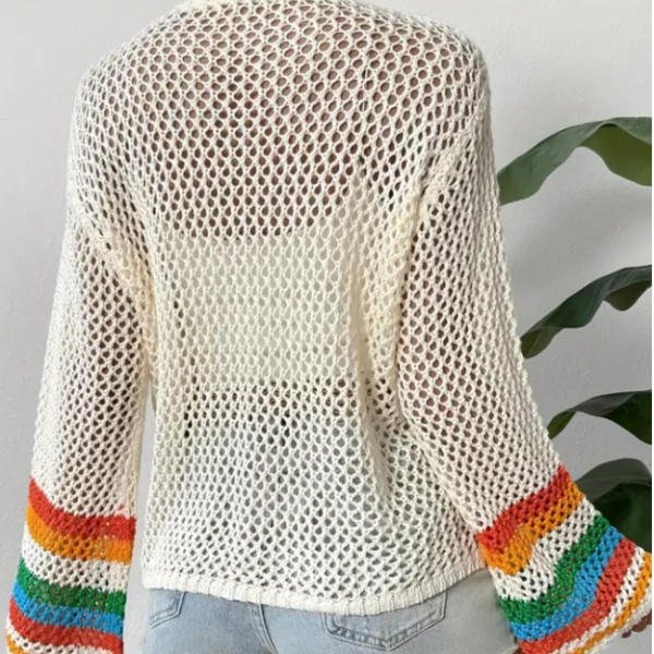 Color Plaid Crocheted Handmade Top Women's Clothing