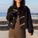 Retro Elegant Lapel Horn Button Woolen Coat